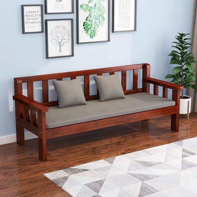 Solid wood sofa - modern minimalist style for small apartments, european-style balcony, bedroom, living room - 3-seater, 4-seater, backrest bench sofa chair