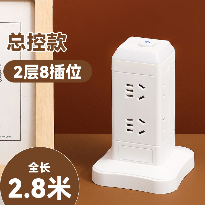 Authentic home & office vertical power strip - multi-outlet, pure copper, with usb ports - tower style