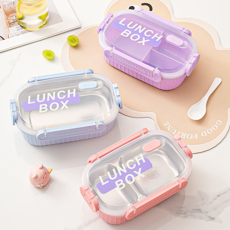 Divided 304 stainless steel insulated lunch box for elementary school students, suitable for office workers, microwaveable single-layer meal container