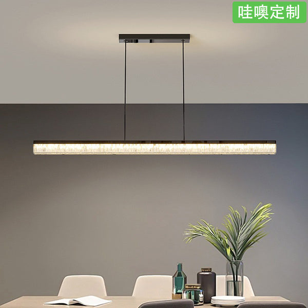 [Wow] Chandelier light luxury high-end Italian minimalist dining room bar island table one-word strip light lamps