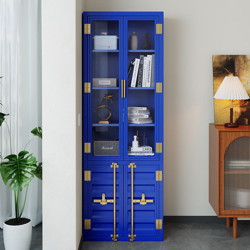 Office File Cabinet Drawer Glass Industrial Wind Iron Cabinet Steel Data File Storage Cabinet Locker