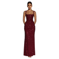 C7633 cross-border   fashion women's sexy camisole bodycon dress with tie waist and hip-hugging design