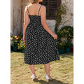 Amazon plus size midi dress women's  summer new polka dot square neck beach sundress
