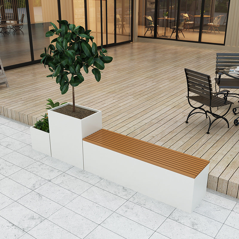 Outdoor wrought iron flower box Sales department Plaza integrated flower slot Leisure seat Commercial street landscape Stainless steel flower pool