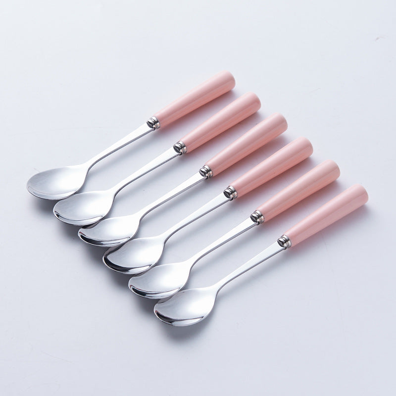 Stainless steel fruit fork set with premium ceramic storage jar, fruit picks, home watermelon forks, and stylish spoons