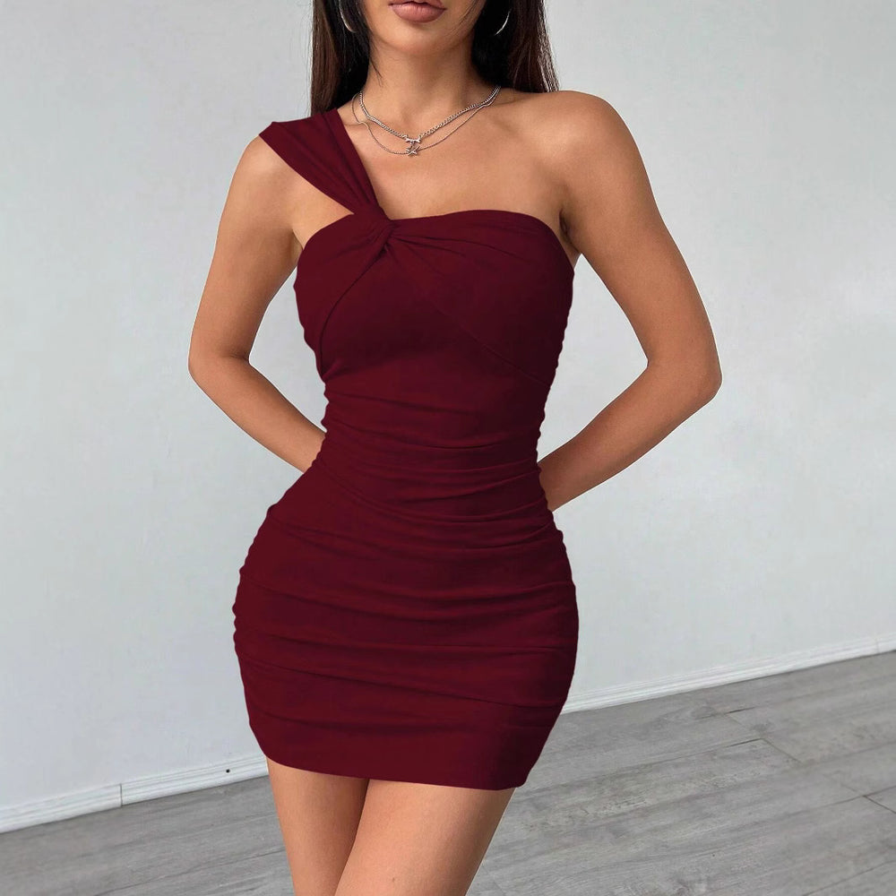 Amazon cross-border women's fashion: european and american sexy dresses -  spring/summer new arrivals - off-the-shoulder, sheer & seductive bodycon mini dress