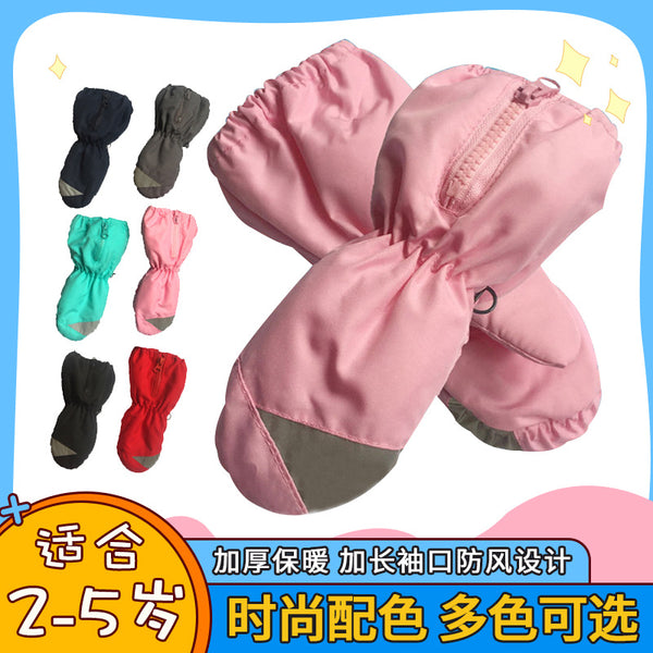 Winter new children's skiing gloves, piled and thickened waterproof, wear-resistant and warm gloves manufacturers wholesale