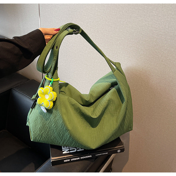 Cross-border 2025 spring solid color handbag women's large-capacity cloth bag simple underarm bag handbag new shoulder bag