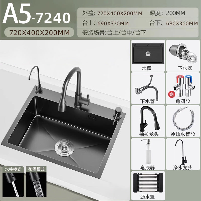 Nojo sink large single slot double slot modified single slot thickened sus304 stainless steel kitchen sink on the table middle and lower