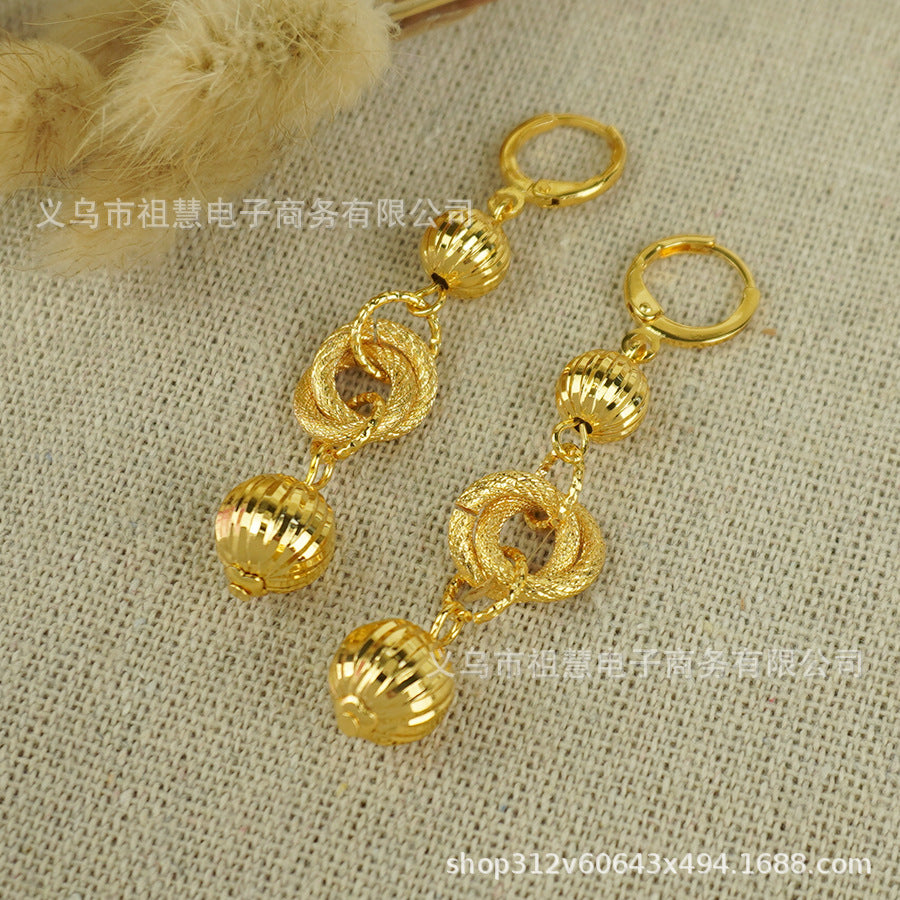 middle eastern women's spherical heart earrings arabic ethiopian jewelry handmade geometric earrings