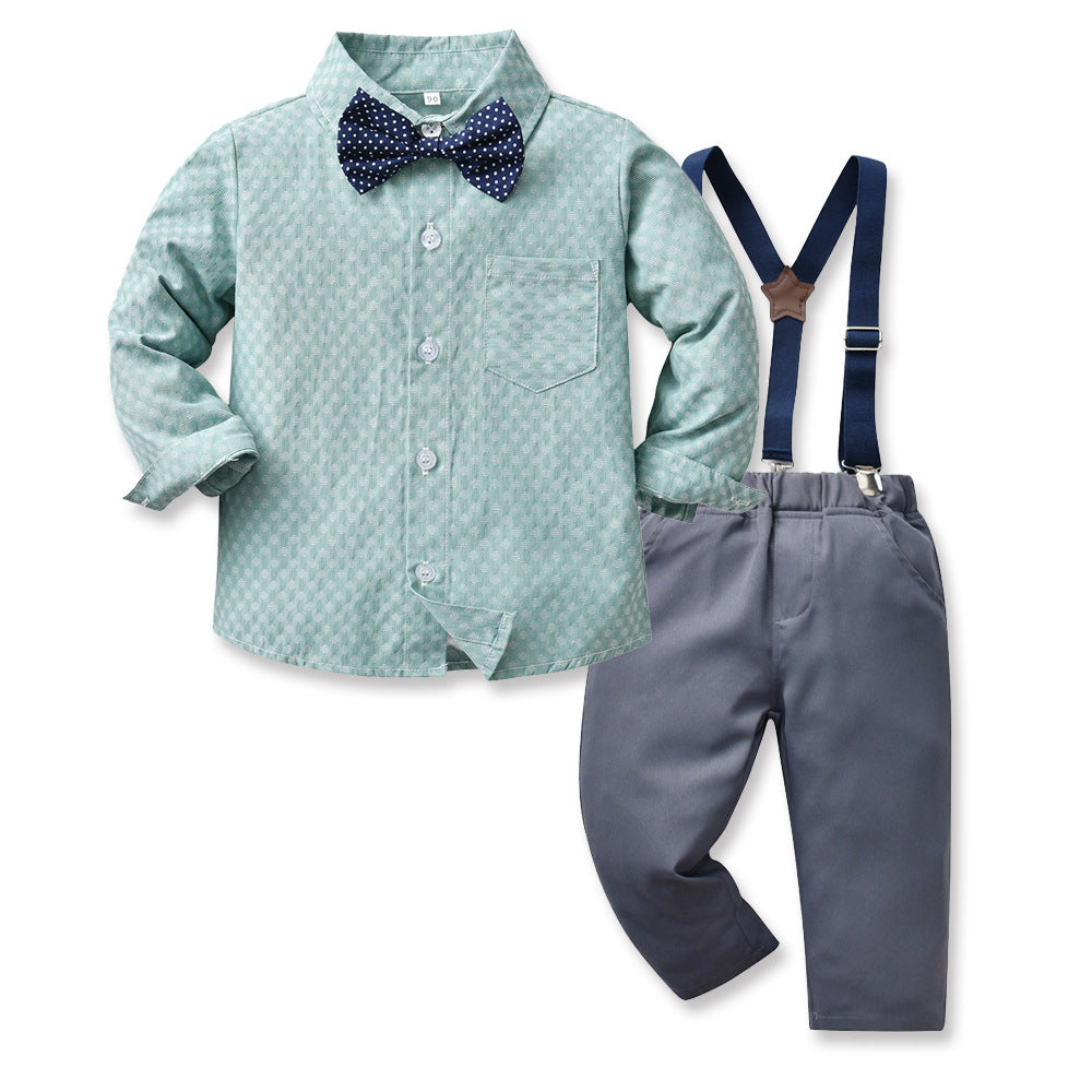 Stylish boys' autumn outfit: trendy long-sleeve set for kids - new autumn collection, two-piece gentleman's suit