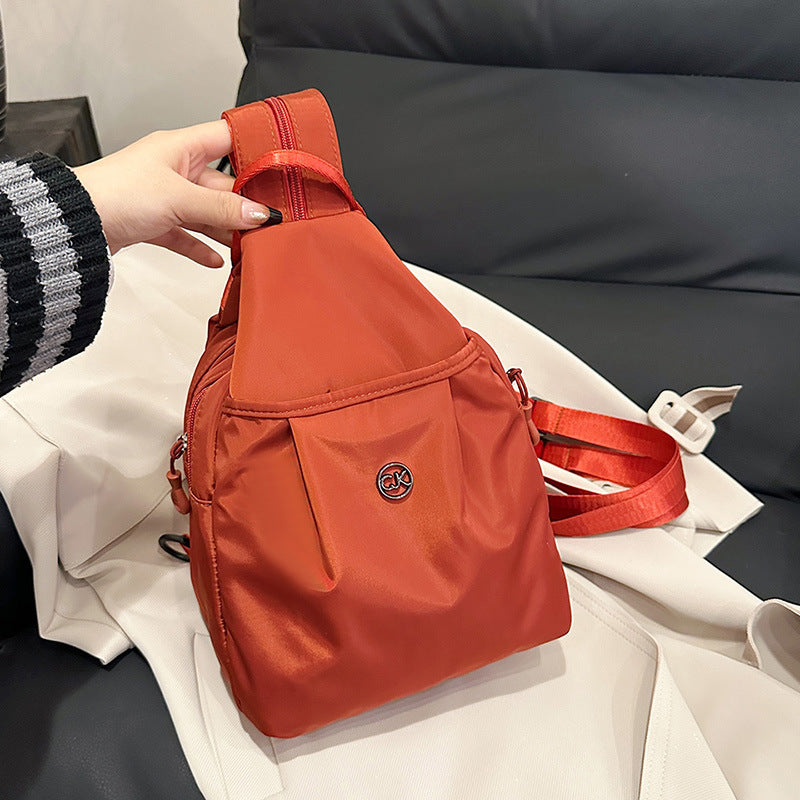 New fashionable women's washed cloth backpack, light and simple breast bag, versatile travel, large-capacity commuter bag wholesale