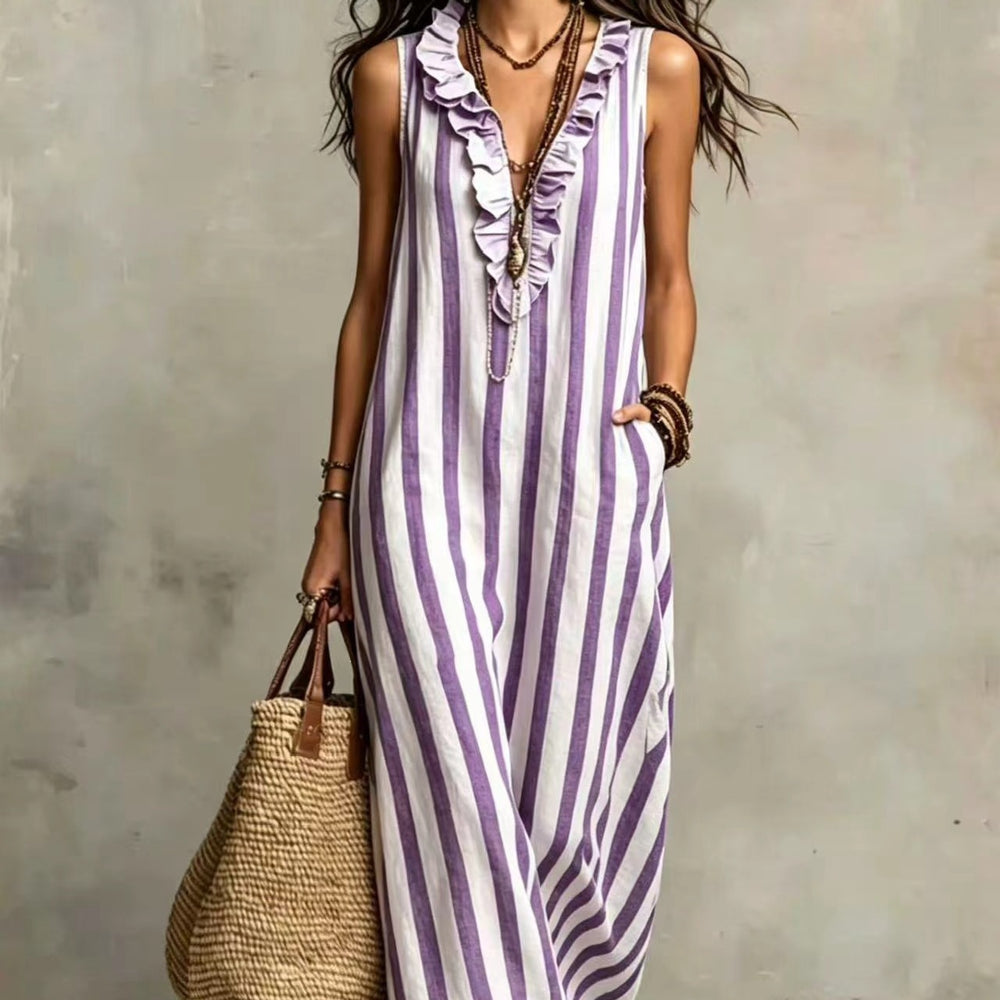 european and american independent station   spring summer new bohemia flying sleeves printing stripes long