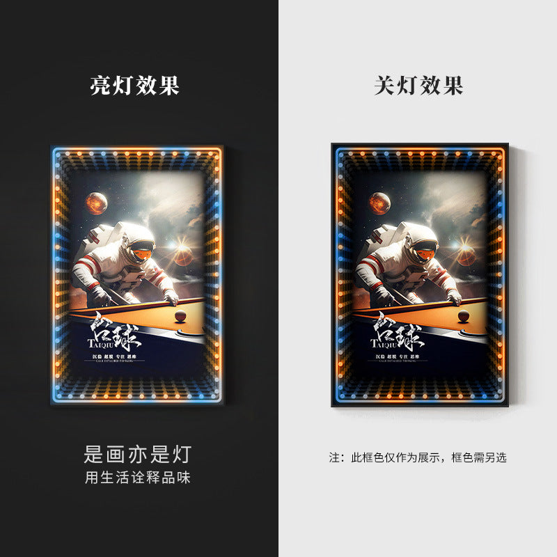 Black eight ball astronaut billiard hall wall decoration painting luminous billiard room hanging painting chess and card club atmosphere light painting