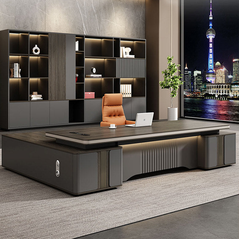 Saint-li executive desk - premium lacquer finish, minimalist chic, luxury ceo office desk and chair set for general managers