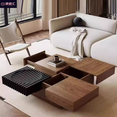 Walnut coffee table - minimalist north american mid-century modern style - living room home decor - small apartment ready-to-assemble square coffee table/side table