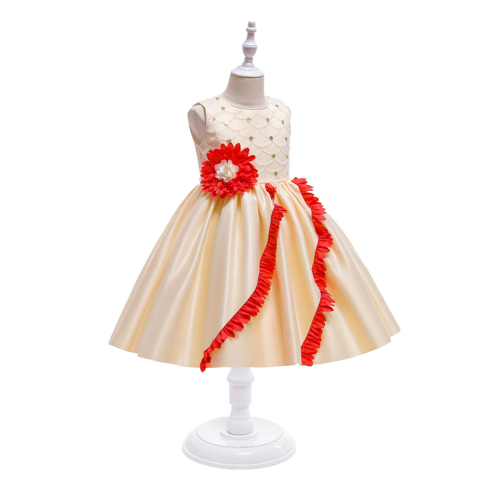 Export children's clothing satin kids dress princess dress girl's first birthday flower girl dress baby dress