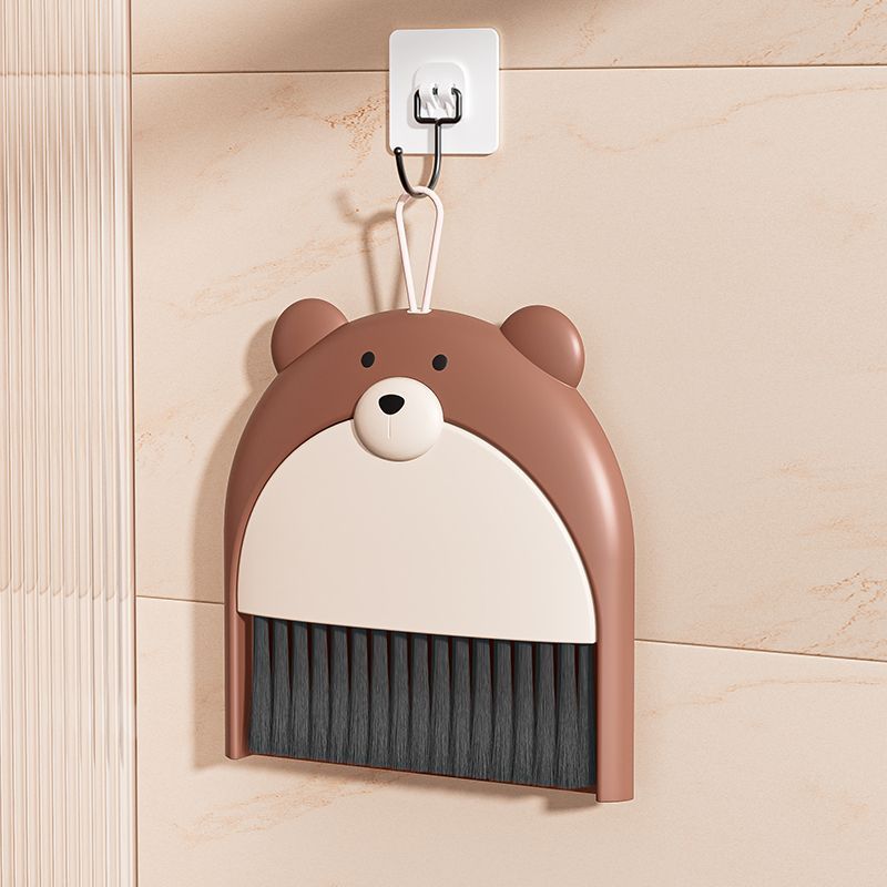 Fun and cute bear broom and dustpan set - household small broom, desktop clutter cleaning brush with dustpan, foldable combo