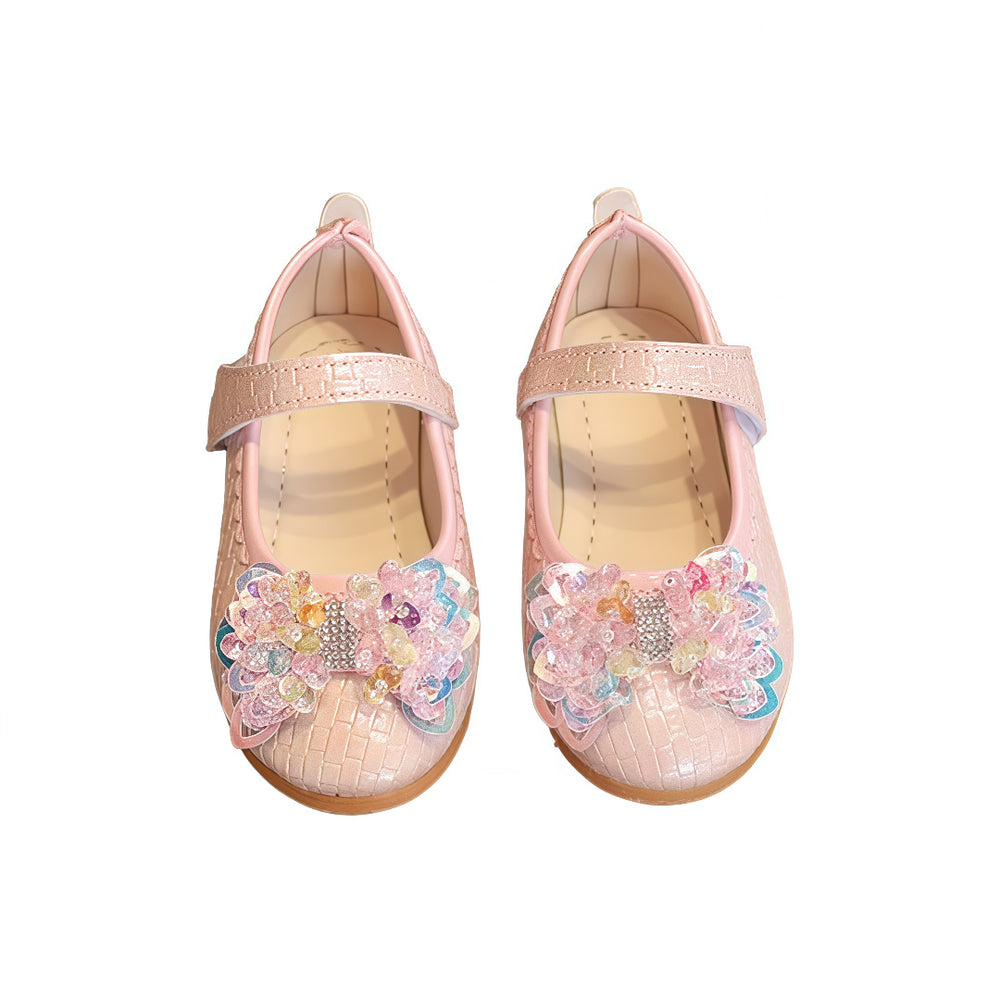 spring/autumn korean style girls' leather shoes, bowknot princess flats, children's velcro performance dance shoes, flat sole