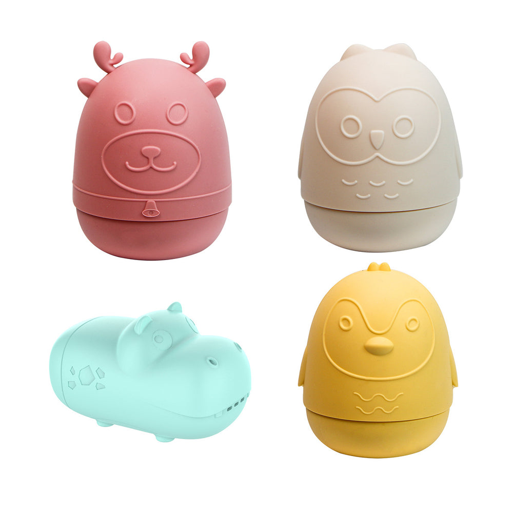 hot-selling baby bathroom silicone bath toys, cute kids playing with water, baby bath water floating toys