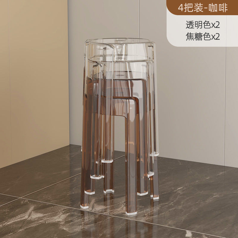 Acrylic plastic stool can be stacked household thickened modern simple stacked transparent chair windmill round rubber bench