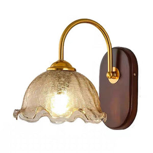 Nordic glass american brass lamp cup old corridor study wooden b&b japanese style retro bedroom bedside wall lamp