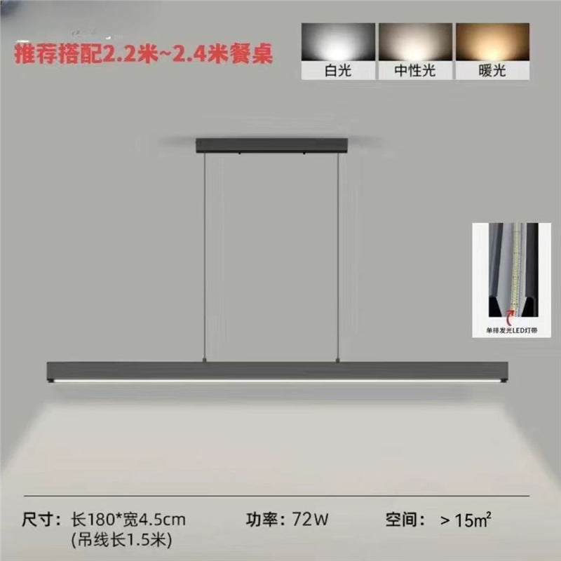 Modern minimalist integrated linear dining table/bar counter pendant light - eye-caring fixture for office, restaurant, and dining room