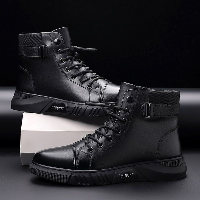 Men's martin boots: new 2025 autumn/winter collection - fleece-lined, british style, high-top casual leather shoes, non-slip soft leather men's footwear