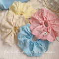 Korean dongdaemun sweet lace trim scrunchie, premium pearl hair tie, ponytail holder, durable hair accessories