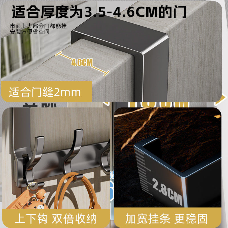 Double-layer storage rack behind the door, strong load-bearing, punch-free wall-mounted clothes hanger, door-mounted clothes and hat storage rack