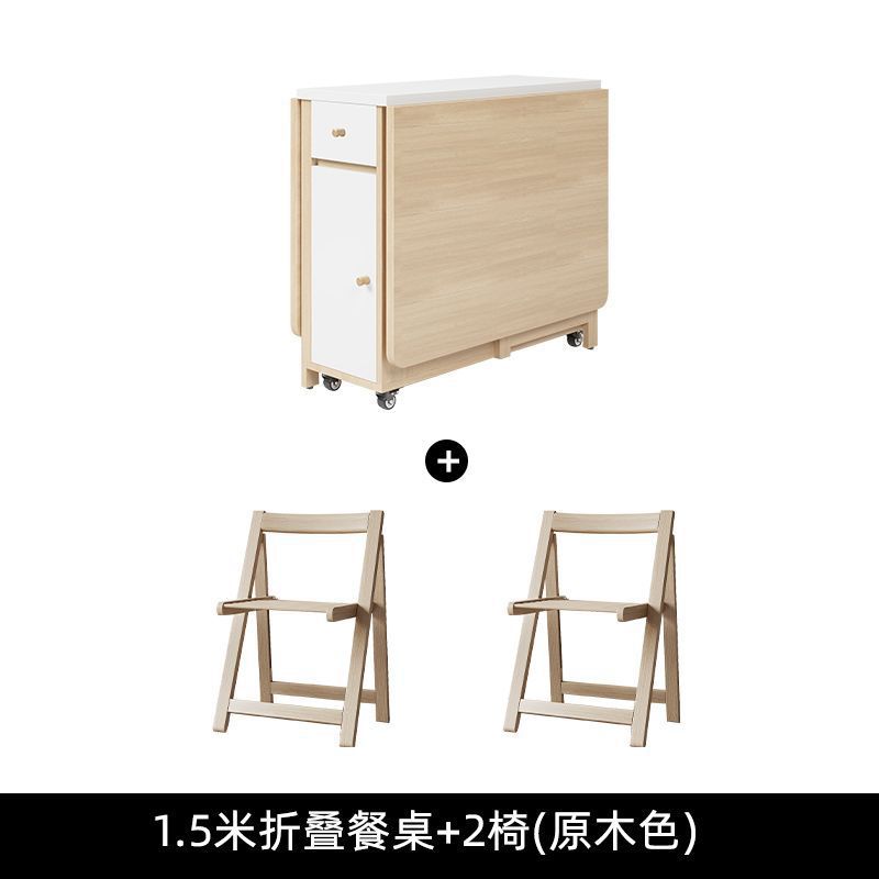 Cream style folding tablefor homefoldablemovable dining table and chair simple multifunctional table dining table and chair combination