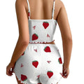 Hot-selling new european and american ribbed knit pajama set - trendy design, cross-border export, printed sweet cami and shorts
