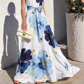 Amazon  summer new arrival: elegant casual vacation style floral stand collar tie sleeveless maxi dress for women