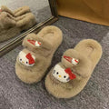 Thick sole furry slippers non-slip cartoon cute kitten outwearstuffed velvet cotton shoes for women autumn winternew arrivaleasiest for match