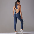 pure color high-strength tight-fitting naked sports beautiful back long one-piece yoga clothes running fitness jumpsuit for women