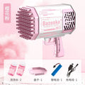 【rechargeable】standard 69-hole pink bubble gun + 2 bottles of bubble solution
