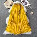 White midi skirt for women, summer  collection: petite-friendly, high-waisted, slimming, flowy, tiered cake skirt