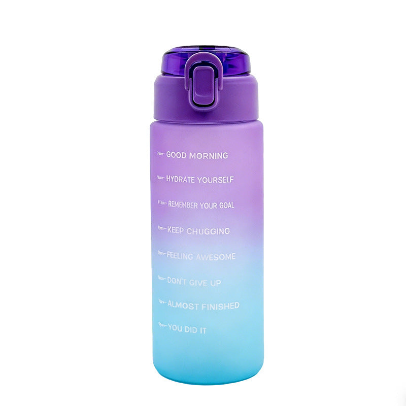 Gradient color straw cup portable bounce lid leak-proof and drop-resistant plastic cup large capacity outdoor fitness sports cup