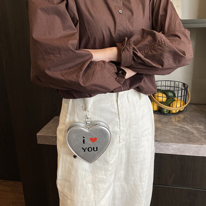 2025 summer new cute casual style small bag women's niche design sense messenger bag printed heart-shaped mouth red envelope