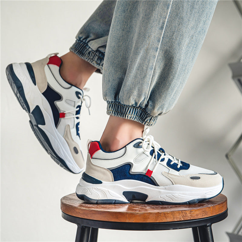 Spring men's shoes 2025 new mesh breathable anti-odor versatile sports casual running height increasing trendy dad shoes