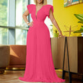 D196   summer flying sleeve elegant pleated patchwork deep v neck mop cross-border fashion jumpsuit