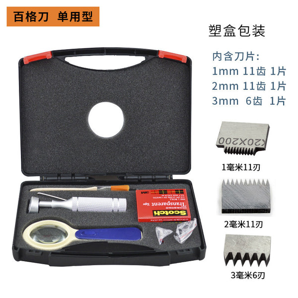 QFH hundred grid knife scratcher paint film adhesion tester paint surface tester with 1-3mm blade 3M tape