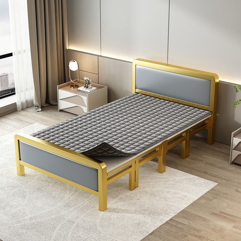 Folding bedfor homedouble iron frame bed with mattress rental house simple bed hard bed office lunch break bed single