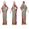 supply  contrast color chiffon dress with headscarf african plus size women's robe
