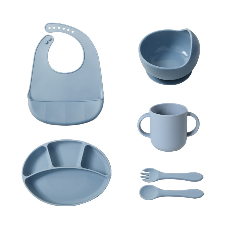 best-selling children's feeding utensil set, food-grade silicone baby food bowl, divided plate, baby spoon