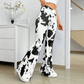 In stock-53357#  cross-border fashion and versatile women's cow print v-waist elastic flared pants