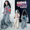 Girls'  new autumn outfit: designer set for mid-to-large children - wide-leg pants, stylish and loose-fitting two-piece set for girls