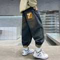 Boys' fleece-lined jeans: new spring/autumn collection - stylish kids' pants, dad jeans for older boys, versatile trousers for mid-to-large children