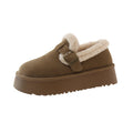 Women's winter fleece-lined snow boots, 2025 winter new collection, chunky sole round toe versatile loafers, slip-on warm cotton shoes