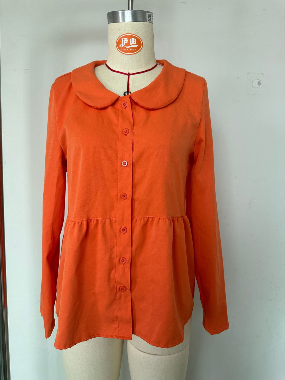 summer new european and american style pan collar linen cotton solid color shirt - women's loose fit, slimming, long sleeve, casual and versatile top